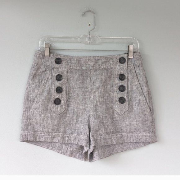 Express Pants - Express Gray Linen Blend Button Front High Rise Shorts